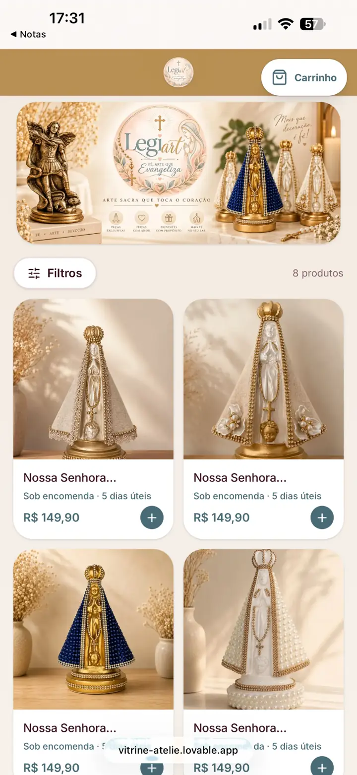 Modelo de vitrine para Religiosa