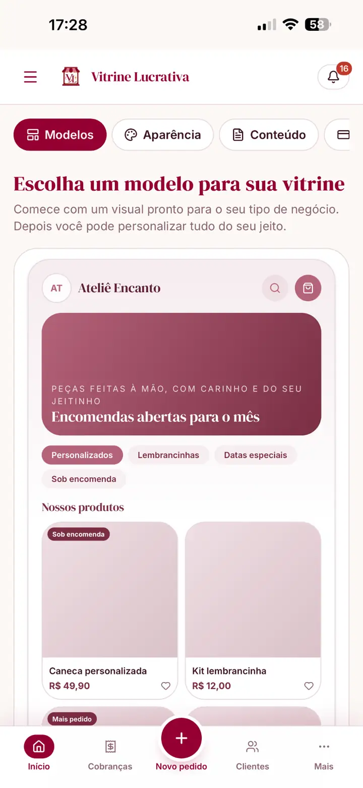 Personalize logo, banner, cores e fonte