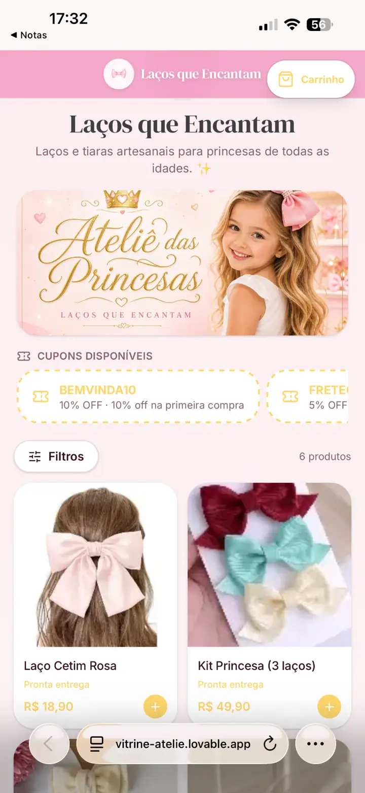 Modelo de vitrine para Laços