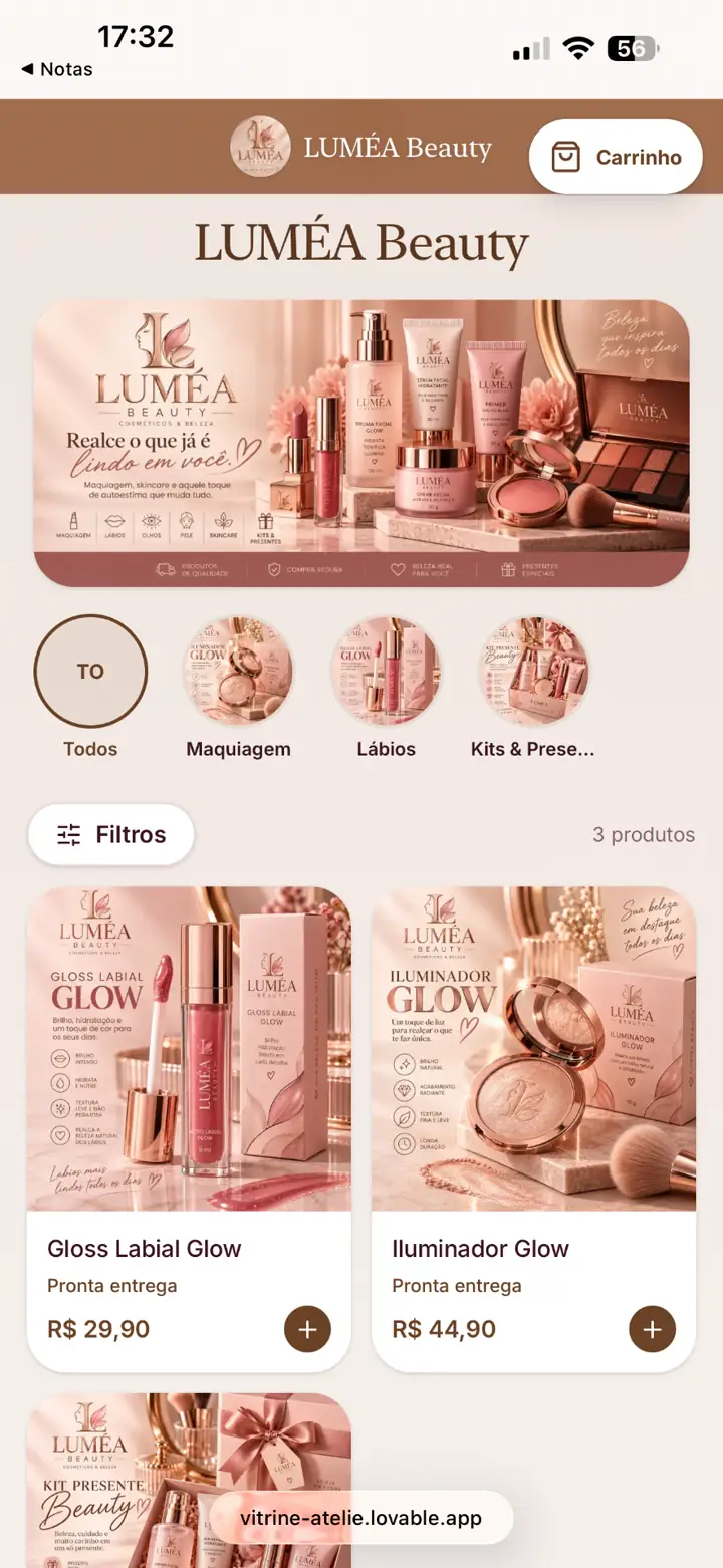 Modelo de vitrine para Cosméticos